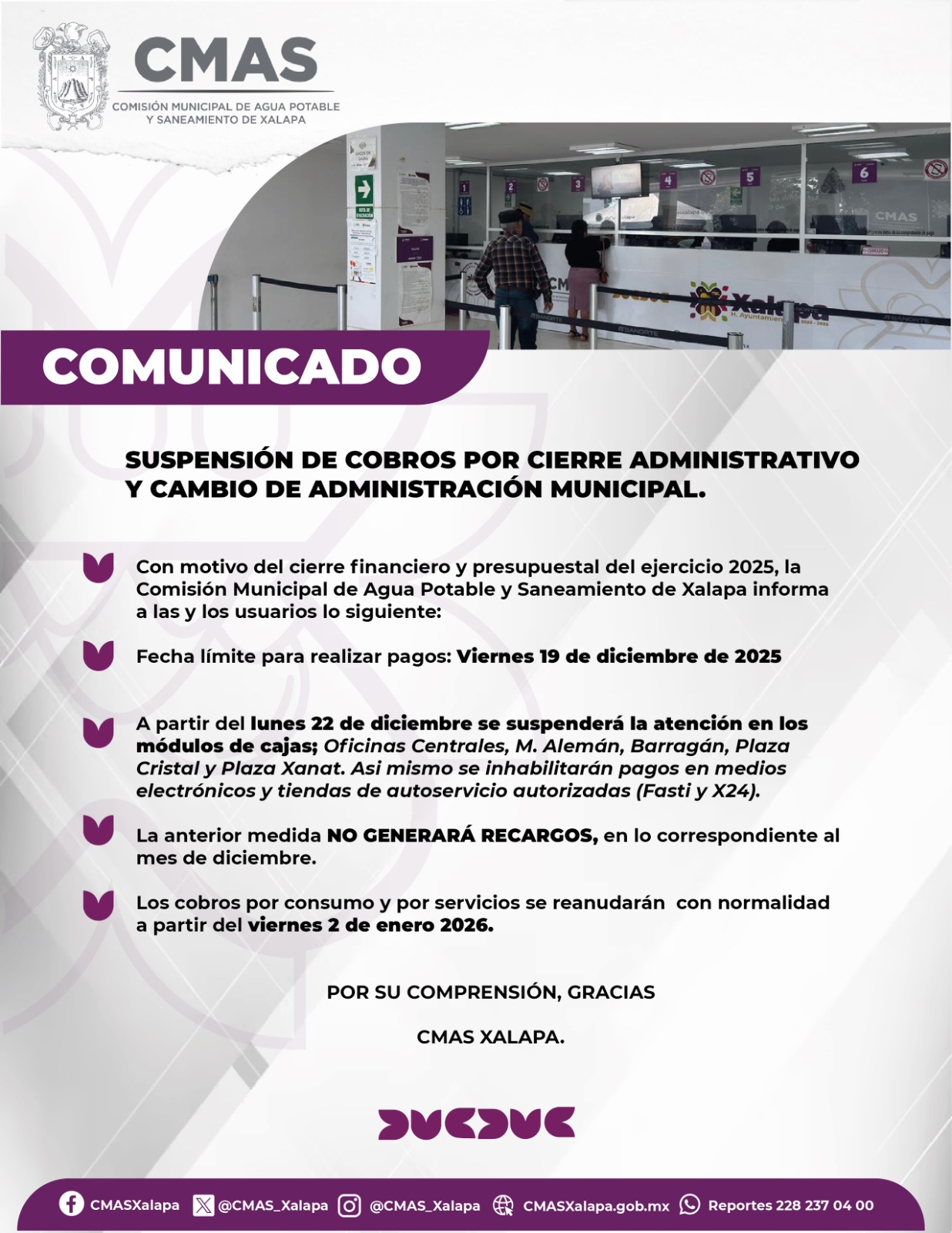Aviso de cierre administrativo